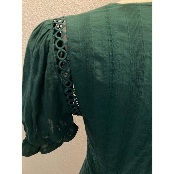 Miami Size Small Fit And Flare Dress Green Cotton Rayon Polyester Eyelet Womens - Picture 9 of 11